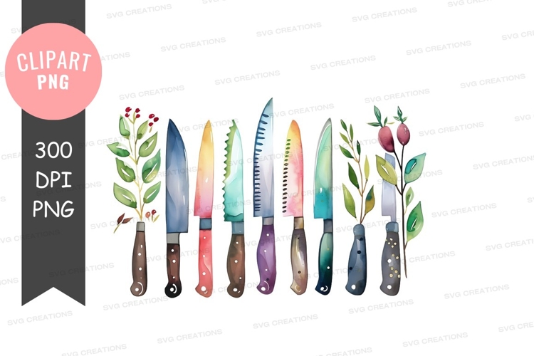 Colorful knives clipart png