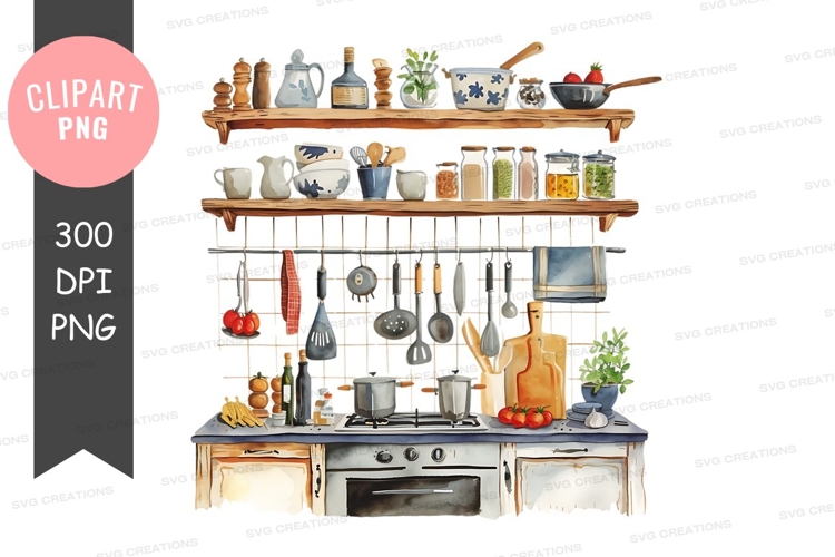 Cozy kitchen with utensils and ingredients