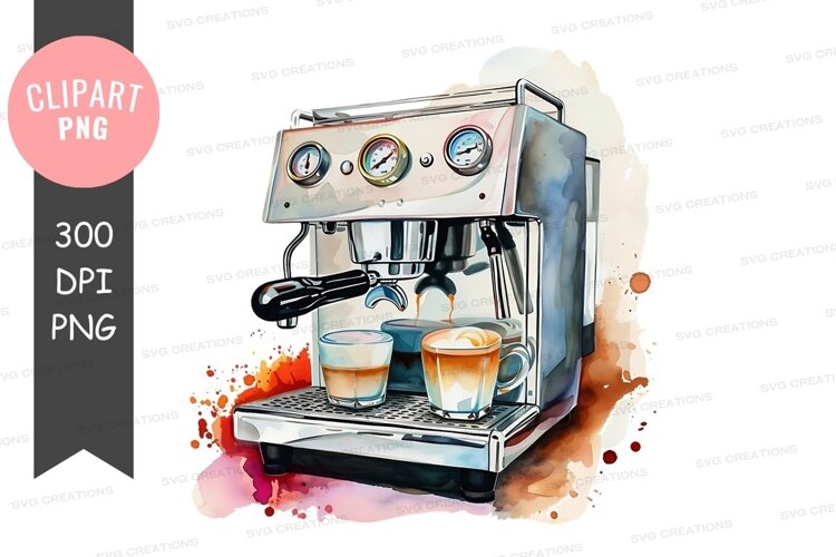 Modern espresso machine with coffee cups example image 1