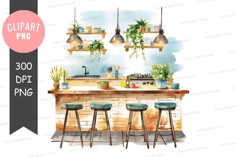 Modern kitchen with plants