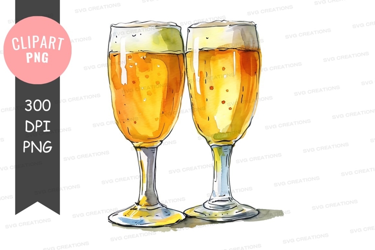 Two wine glasses with beer