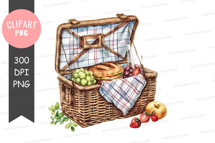 Picnic basket with food