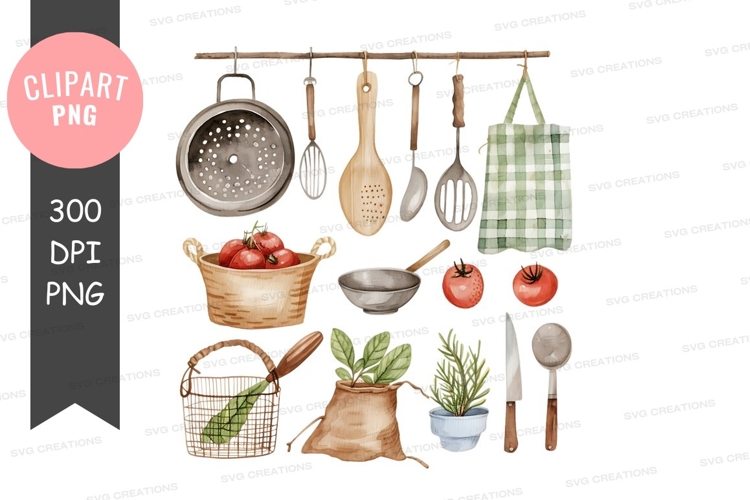 Kitchen utensils and ingredients clipart png
