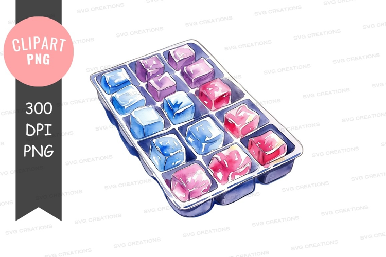 Colorful ice cubes in tray