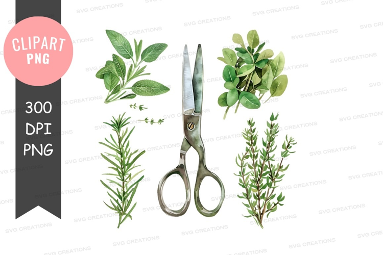 Garden clipping tools and greenery