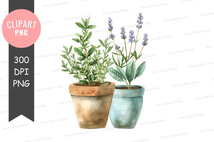 Two potted plants clipart png example image 1