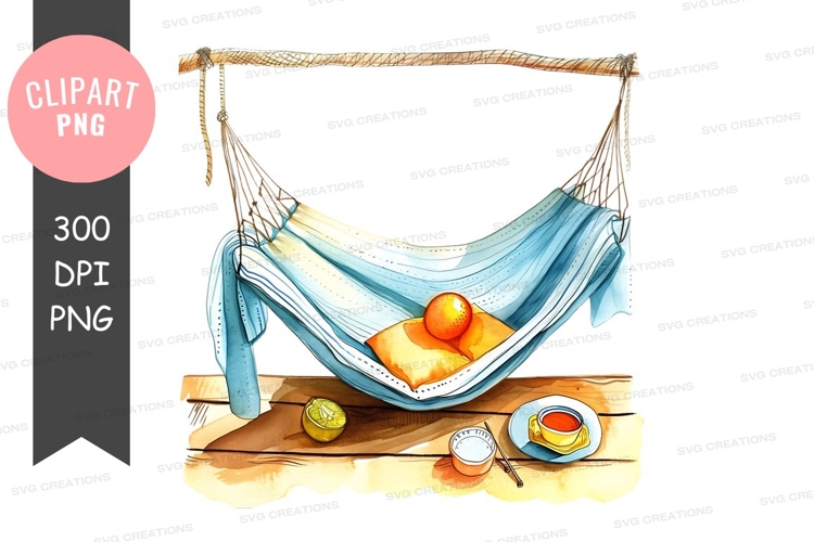 Relaxing hammock with fruits
