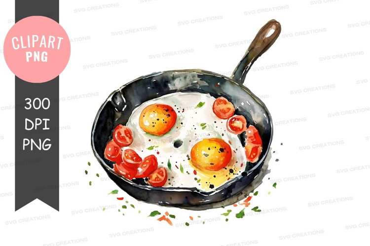 Delicious fried eggs with tomatoes