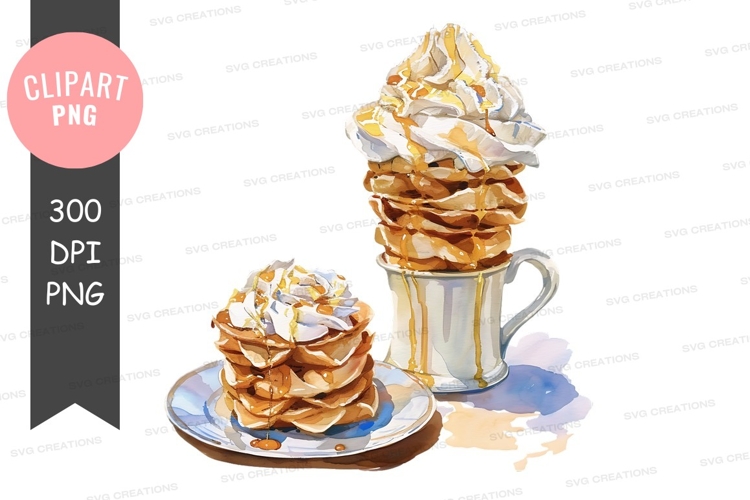 Delicious caramel waffle cone dessert
