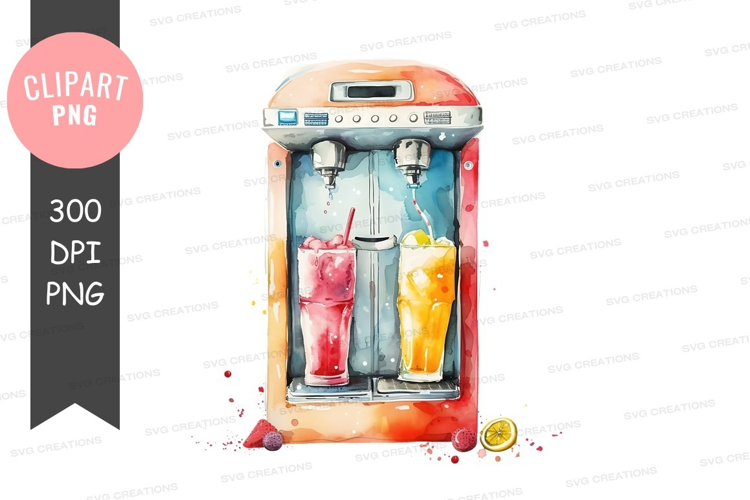 Soda fountain machine with drinks