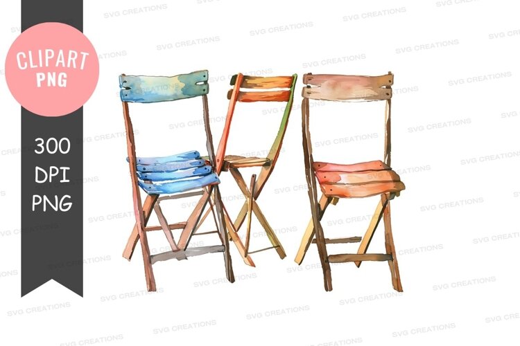 Three colorful folding chairs example image 1