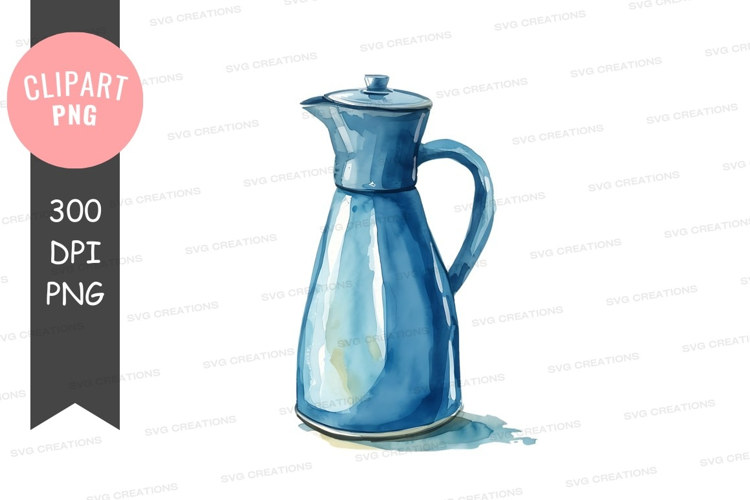 Blue ceramic coffee pot
