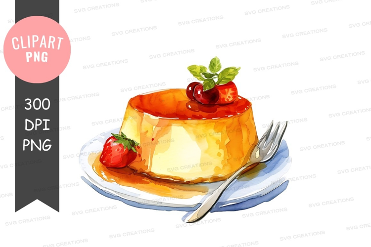 Delicious caramel flan with fresh fruits