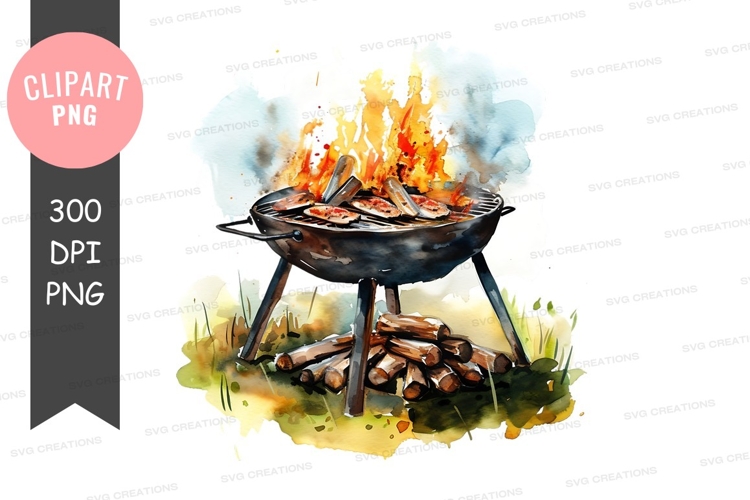 Outdoor grilling with fire