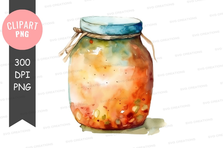 Watercolor jar of preserves