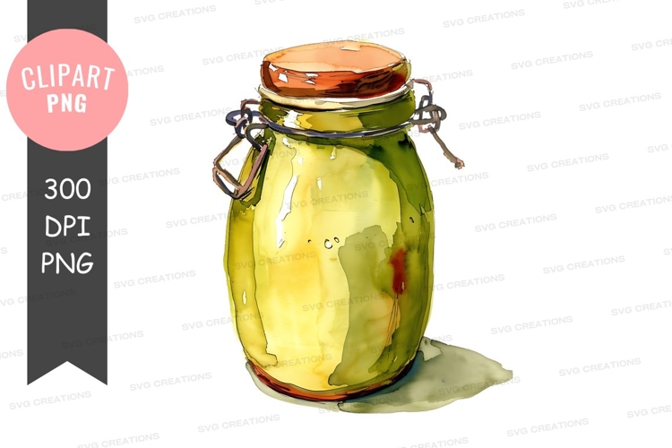 Green glass jar with wooden lid