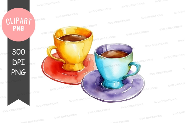 Two colorful coffee cups