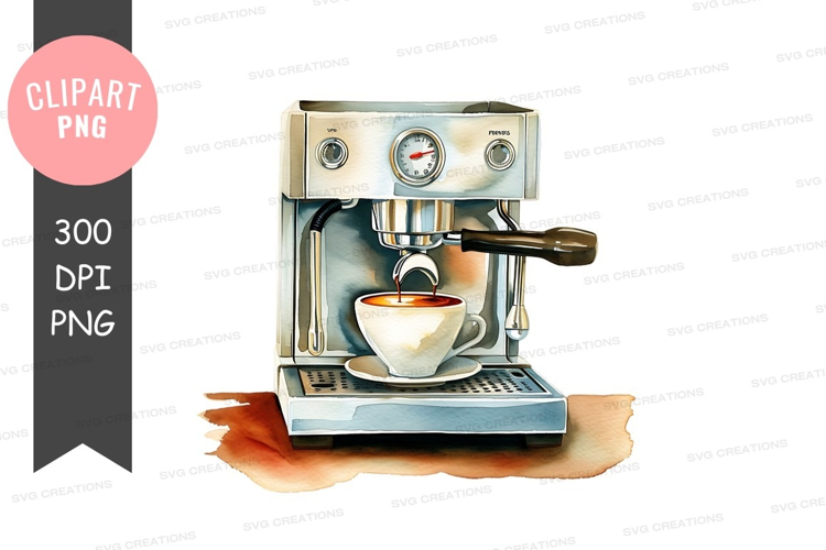 Modern espresso machine with coffee cup