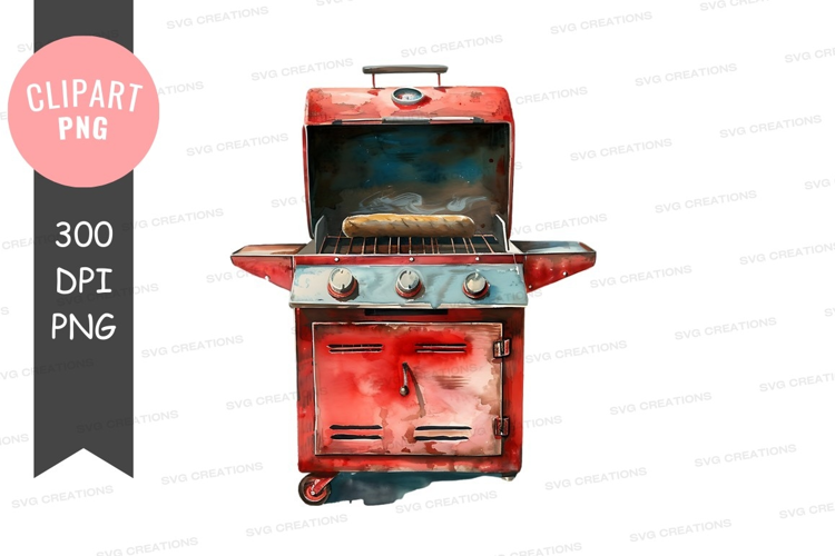 Red grill with hot dog