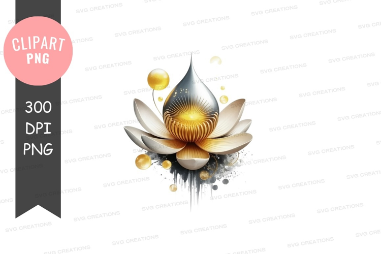 Golden lotus with droplet