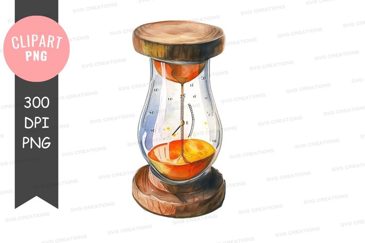 Wooden hourglass with orange sand
