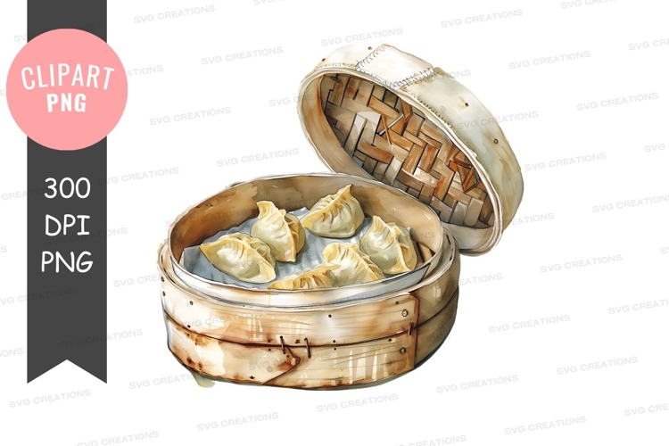 Bamboo steamer with dumplings