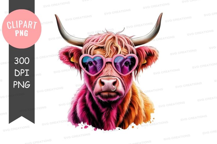 Cool cow with heart-shaped sunglasses