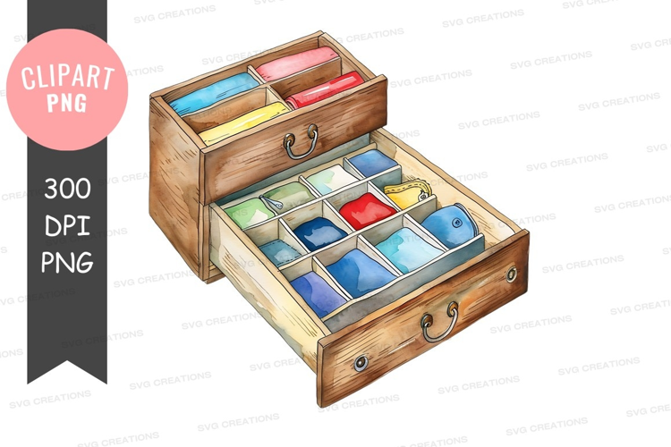 Organized wooden drawer with socks