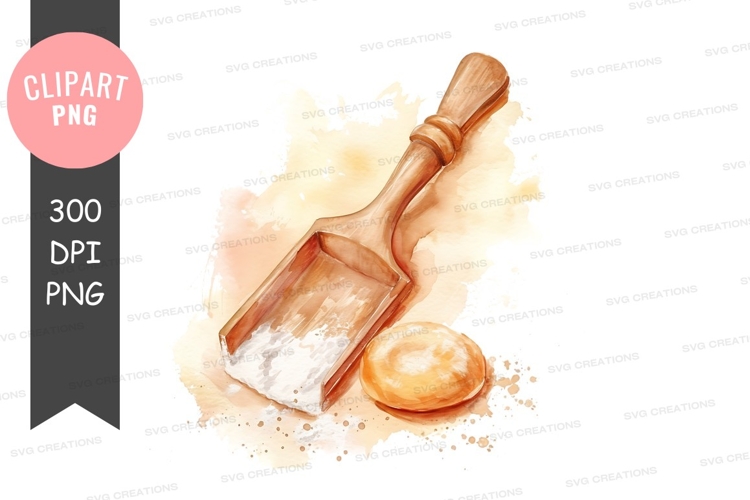 Wooden scoop with flour