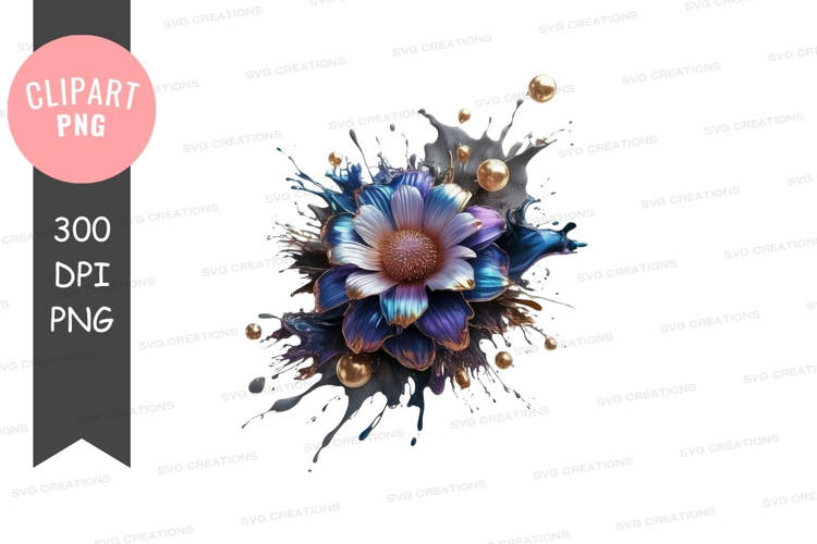 Abstract flower with paint splatter