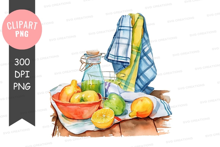 Still life with fruits and jar
