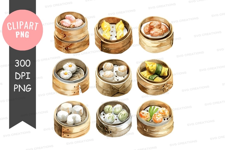 Assorted dim sum in bamboo steamers