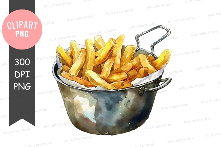 Golden french fries in a metal basket