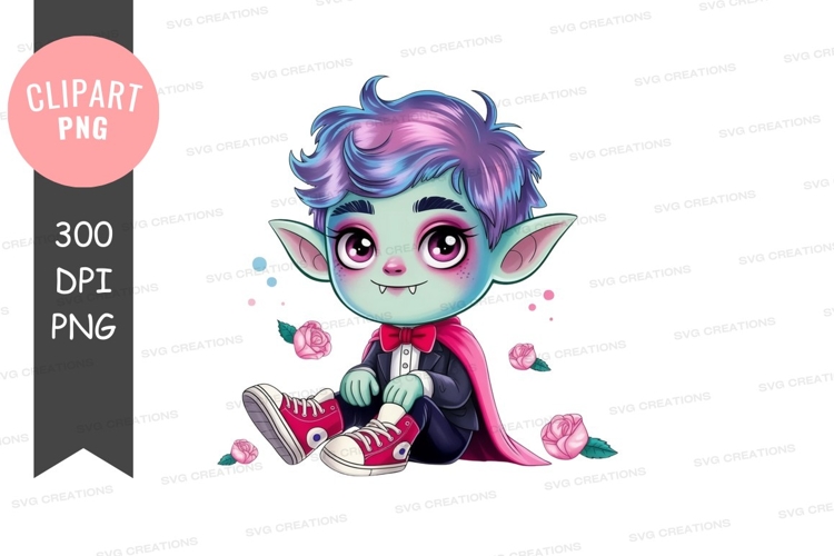 Whimsical elf with rainbow hair