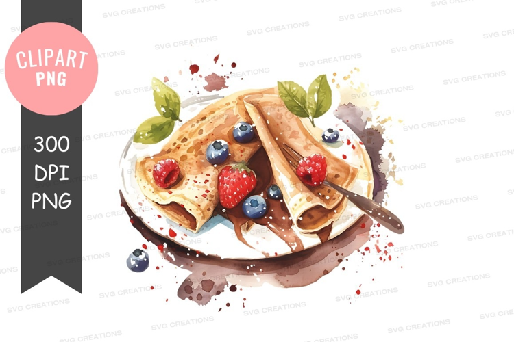 Delicious crepes with berries and nutella