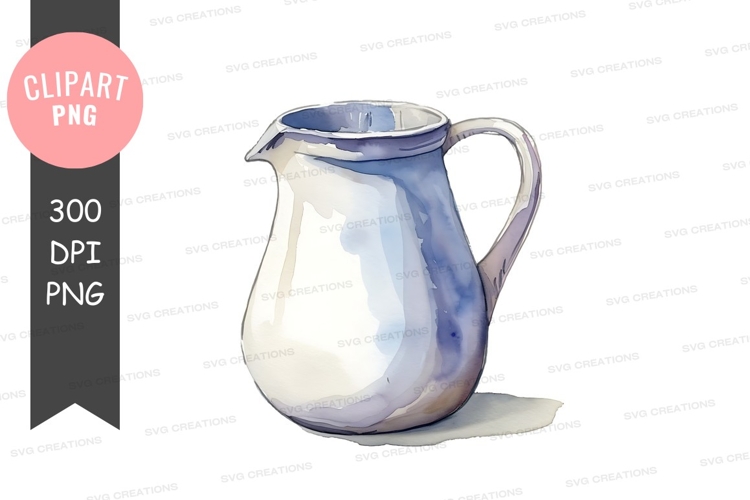 Blue and white ceramic pitcher