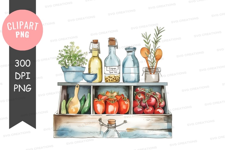 Kitchen herbs and vegetables clipart png