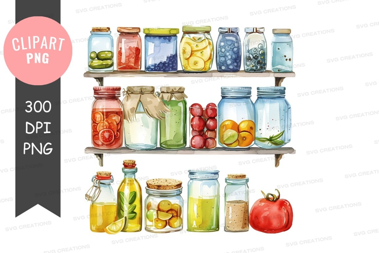 Assorted preserved foods in jars