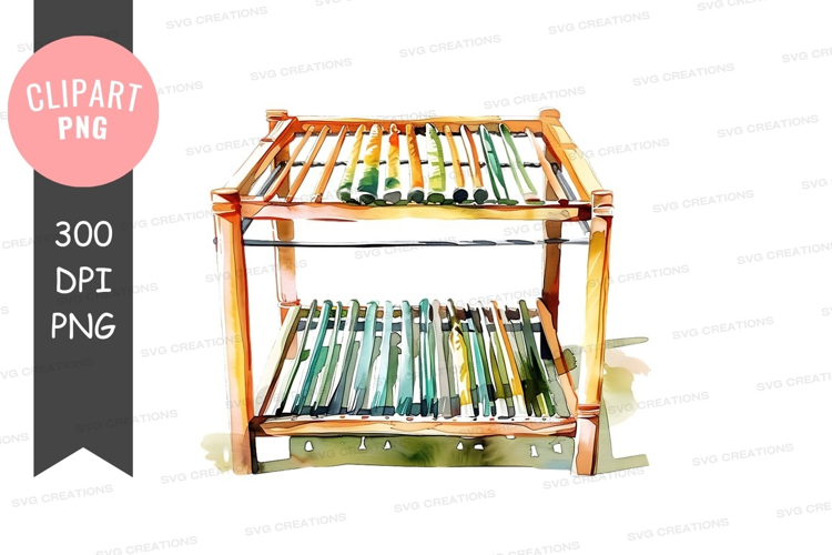 Colorful pencils in a wooden rack