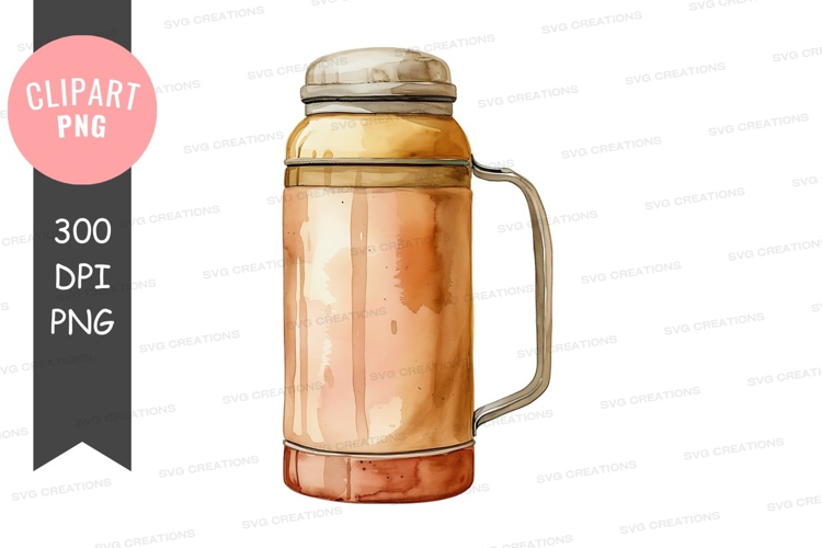 Brown glass jar with metal lid and handle