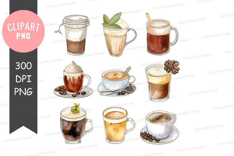 Assorted coffee and tea clipart png