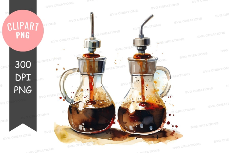 Two glass bottles with pouring spouts