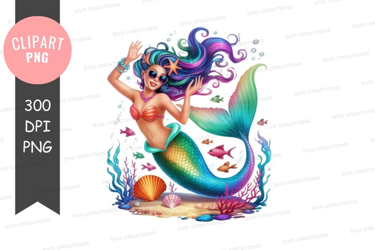Vibrant mermaid in an underwater world