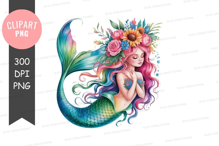 Enchanted mermaid with floral crown