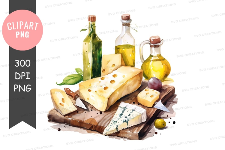 Gourmet cheese and olive oil selection
