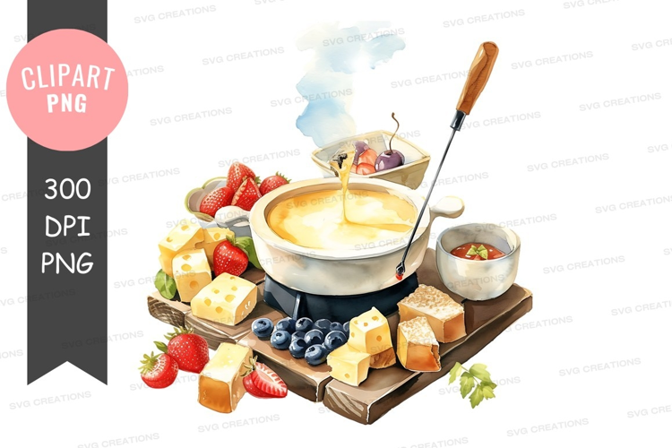 Gourmet cheese fondue with fruits and cheese