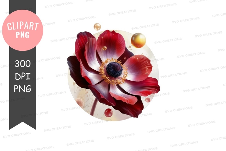 Red Flower Clipart Image 9