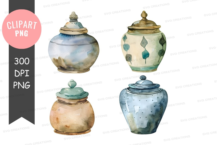 Collection of decorative ceramic jars