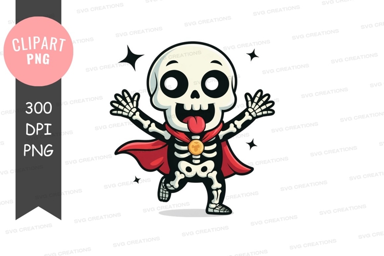 Cartoon skeleton superhero