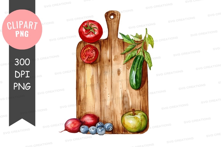 Fresh vegetables on wooden cutting board